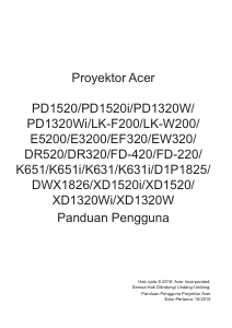 Panduan Acer XD1320Wi Proyektor