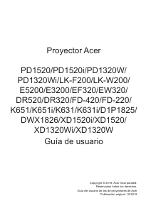 Manual de uso Acer XD1320Wi Proyector