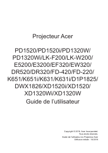 Mode d’emploi Acer XD1520i Projecteur