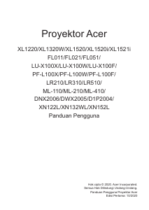 Panduan Acer XL1220 Proyektor
