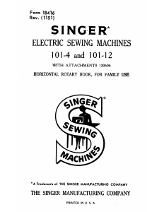 Manual Singer 101-4 Sewing Machine