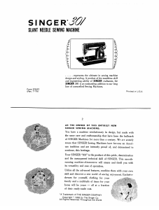 Manual Singer 301 Sewing Machine