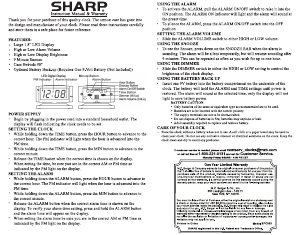 Manual Sharp SPC033 Alarm Clock