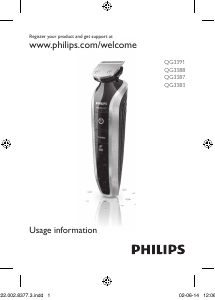 Руководство Philips QG3383 Машинка для стрижки волос