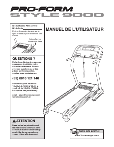 Mode d’emploi Pro-Form Style 9000 Tapis de course