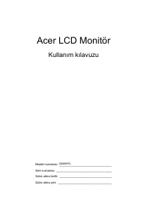 Kullanım kılavuzu Acer V246HYLC LCD ekran