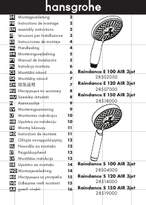 Manuál Hansgrohe Raindance E 150 AIR 3jet Sprchová hlavice