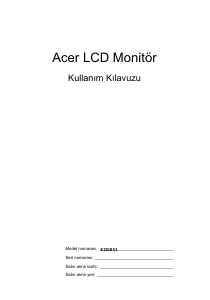 Kullanım kılavuzu Acer K202HQLA LCD ekran
