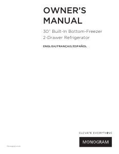 Manual de uso Monogram ZIC30GNZBII Frigorífico combinado