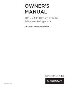 Manual Monogram ZIC30GNZAII Fridge-Freezer