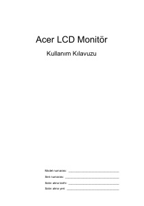 Kullanım kılavuzu Acer KA271B LCD ekran