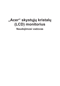 Vadovas Acer KA272U Skystakristalis monitorius