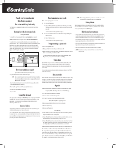 Manual de uso SentrySafe T6-331 Caja fuerte