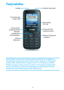 Instrukcja Philips CTE120BK Telefon komórkowy