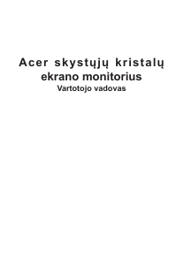 Vadovas Acer XB273UNV Skystakristalis monitorius