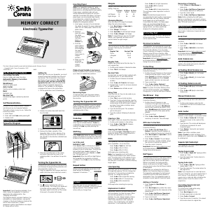 Handleiding Smith Corona Memory Correct Typemachine