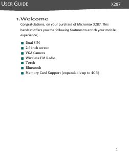 Handleiding Micromax X287 Mobiele telefoon