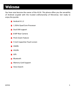 Handleiding Micromax A116 Mobiele telefoon