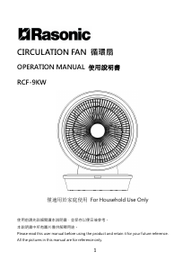 Manual Rasonic RCF-9KW Fan
