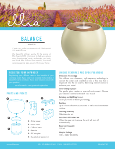 Manual Ellia ARM-730 Balance Aroma Diffuser