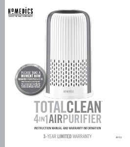 Manual de uso Homedics AP-T10 Total Clean 4in1 Purificador de aire