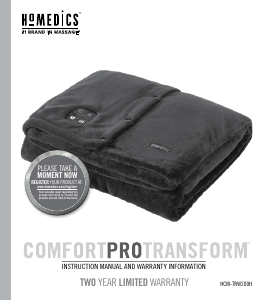 Manual Homedics HCM-TRW200H Comfort Pro Transform Electric Blanket