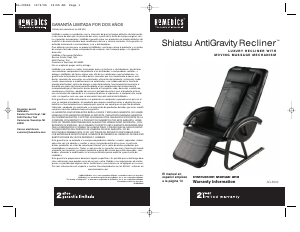 Manual Homedics AG-3002 AntiGravity Recliner Massage Device