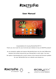 Manual Easypix MonsterPad EP771 Tablet