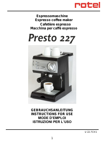 Mode d’emploi Rotel Presto 227 Machine à expresso