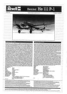 Bedienungsanleitung Revell set 04696 Airplanes Heinkel He 111 P-1