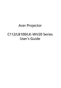 Manual Acer C112 Projector