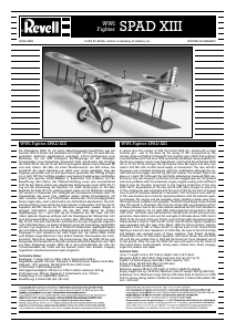 Manual de uso Revell set 04730 Airplanes SPAD XIII