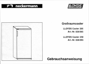 Bedienungsanleitung Lloyds 250 Kühlschrank