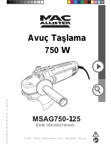 Kullanım kılavuzu MacAllister MSAG750-125 Avuç taşlama makinesi