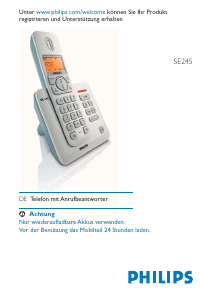 Bedienungsanleitung Philips SE2452S Schnurlose telefon