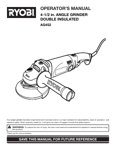 Manual Ryobi AG452 Angle Grinder