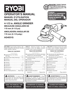 Manual Ryobi AG4031G Angle Grinder