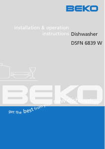 Manual BEKO DSFN 6839 Dishwasher