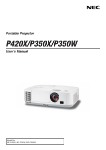 Manual NEC P350W Projector