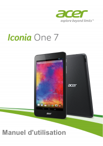 Mode d’emploi Acer Iconia One 7 B1-750 Tablette