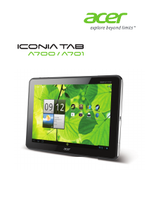 说明书 宏碁 Iconia Tab A700 平板电脑