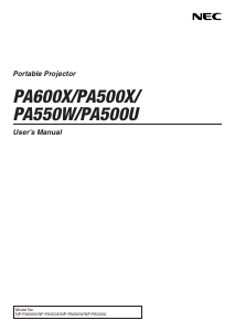 Manual NEC PA600X Projector