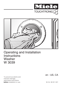 Manual Miele W 3039 Washing Machine