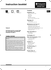 Manuale Hotpoint-Ariston TCD 97 Asciugatrice