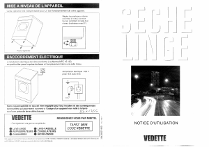 Mode d’emploi Vedette SEF85 Sèche-linge