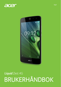 Bruksanvisning Acer Liquid Zest 4G Mobiltelefon