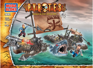 Handleiding Mega Bloks set 3692 Pyrates Ontsnapping van de haaien