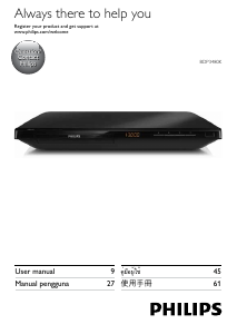 Manual Philips BDP3480K Blu-ray Player