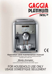 Mode d’emploi Gaggia RI8176 Platinum Swing Up Cafetière