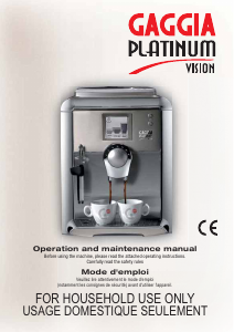 Mode d’emploi Gaggia RI8177 Platinum Vision Cafetière